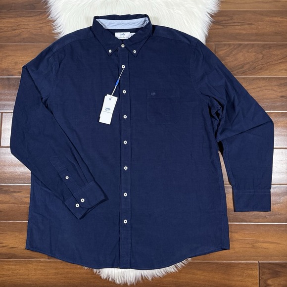 Southern‎ Tide Size XXL Blue Lightweight Bedford Cord Long Sleeve Sport Shirt